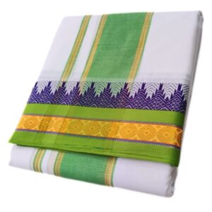 Kuchipate Designed White Temple Border Dhoti