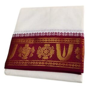 5 Inch Namam Sangu Chakra Designed Half White Dhoti 9×5