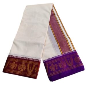 5 Inch Namam Sangu Chakra Designed Half White Dhoti 9×5