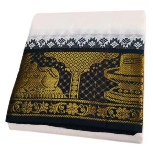 7 Inch Nandhi Lingam Designed Half White Dhoti 9×5