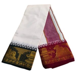 7 Inch Nandhi Lingam Designed Half White Dhoti 9×5