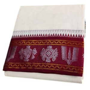 5 Inch Namam Sangu Chakra Designed Half White Dhoti 9×5