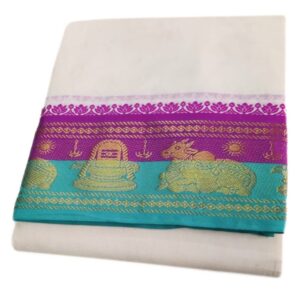 5 Inch Nandhi Lingam Designed Half White Dhoti 9×5