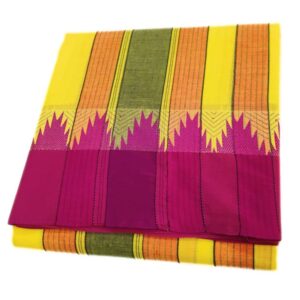 Yellow Color Traditional Vaishnava Mundhi Temple Border Dhoti 9×5