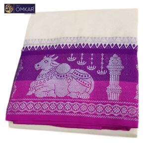 7 Inch Nandhi Double Color Border Half White Dhoti 9×5