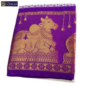 12 Inch Border Nandhi Designed Half White Dhoti 9×5