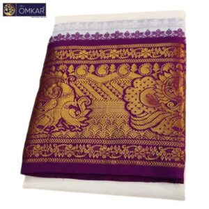 10 Inch Border Double Elephant Design Half White Dhoti 9×5