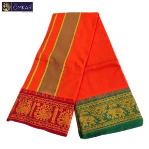 Orange Color Jacquard Dhoti 9×5