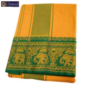 Golden Yellow Color Jacquard Dhoti 9×5