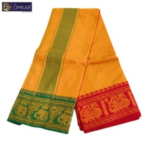 Golden Yellow Color Jacquard Dhoti 9×5