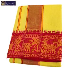 Yellow Color Jacquard Dhoti 9×5