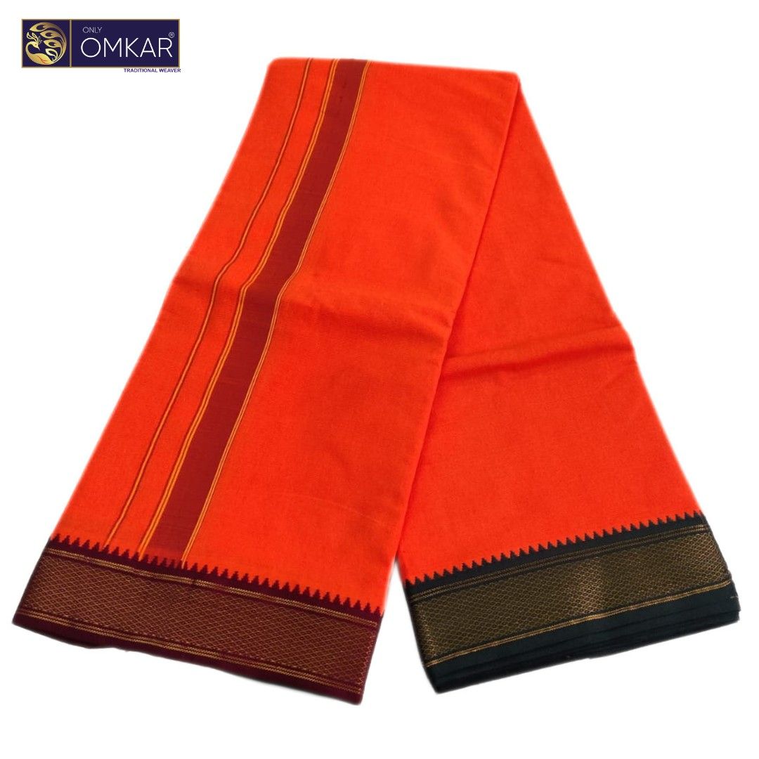 Orange Color Mayilkan Border Dhoti 9x5 - Image 2