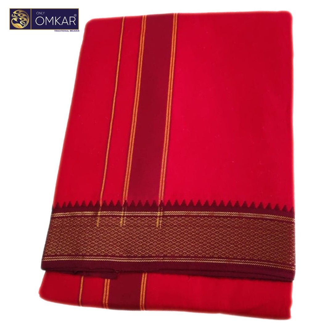 Red Color Mayilkan Border Dhoti 9x5