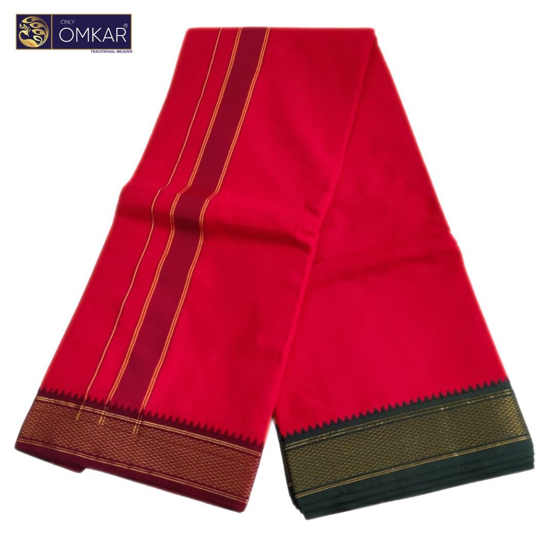 Red Color Mayilkan Border Dhoti 9x5 - Image 2