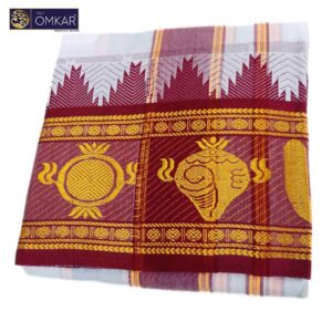 8 Inch Namam Sangu Chakra Designed White Dhoti 9×5