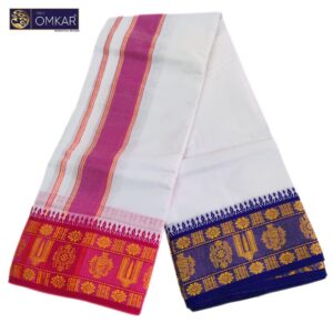 6 Inch Namam Sangu Chakra Designed White Dhoti 9×5