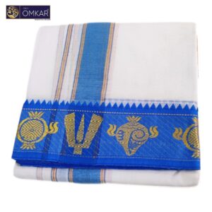 3 Inch Namam Sangu Chakra Designed White Dhoti 9×5