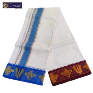 3 Inch Namam Sangu Chakra Designed White Dhoti 9×5