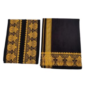 Black Color Kalasam Design 2 Meter Dhoti Towel Set