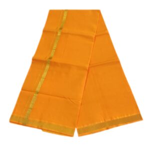 Golden Yellow Color 2 Meter Rich Cotton Dhoti With Gold Zarigai Border
