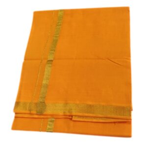 Golden Yellow Color 2 Meter Rich Cotton Dhoti With Gold Zarigai Border