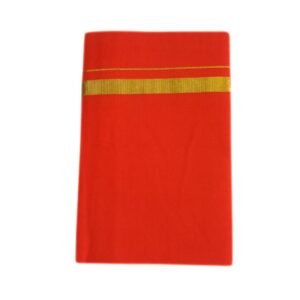 Orange Color 2 Meter Rich Cotton Dhoti With Gold Zarigai Border