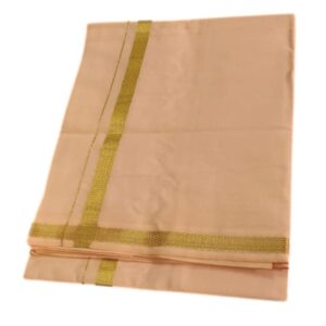 Light Kavi Color 2 Meter Rich Cotton Dhoti With Gold Zarigai Border
