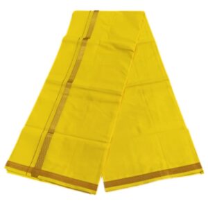 Yellow Color 2 Meter Rich Cotton Dhoti With Gold Zarigai Border