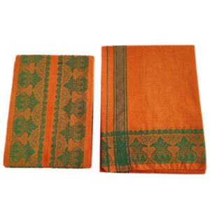 Kavi Color Kalasam Design 2 Meter Dhoti Towel Set