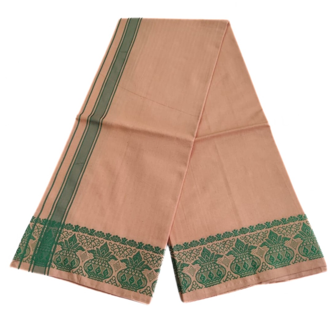 Light Kavi Color Kalasam Design 2 Meter Dhoti Towel Set - Image 3