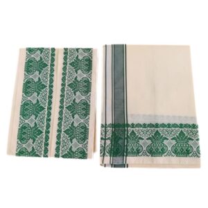 Cream Color Kalasam Design 2 Meter Dhoti Towel Set