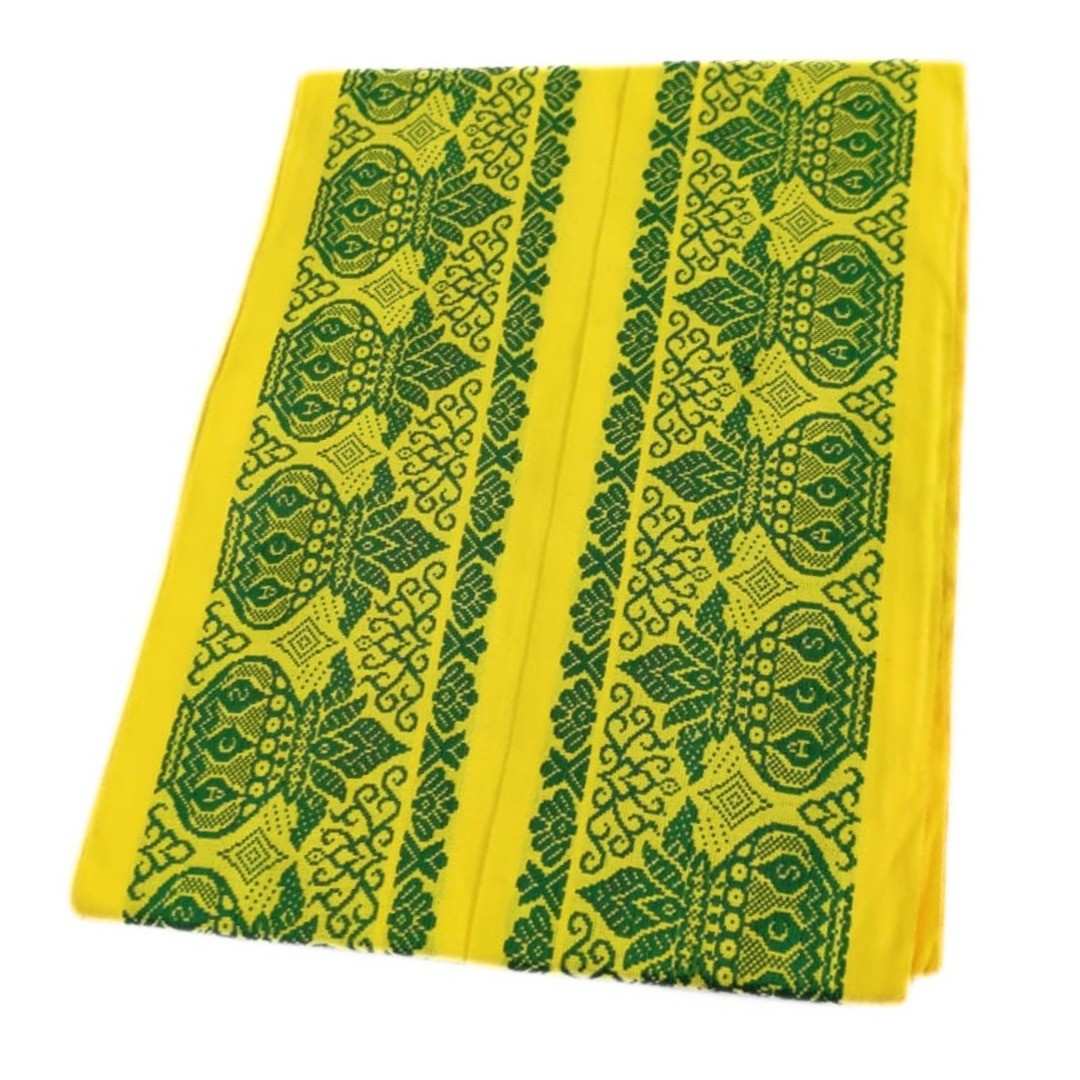 Yellow Color Kalasam Design 2 Meter Dhoti Towel Set - Image 2