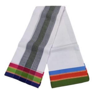 Tricolor Border White Kanchi Mundhi Vaishnava Dhoti