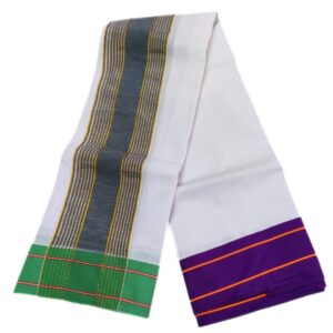 Line Border White Kanchi Mundhi Vaishnava Dhoti