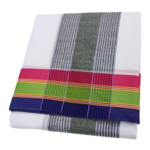 Tricolor Border White Kanchi Mundhi Vaishnava Dhoti