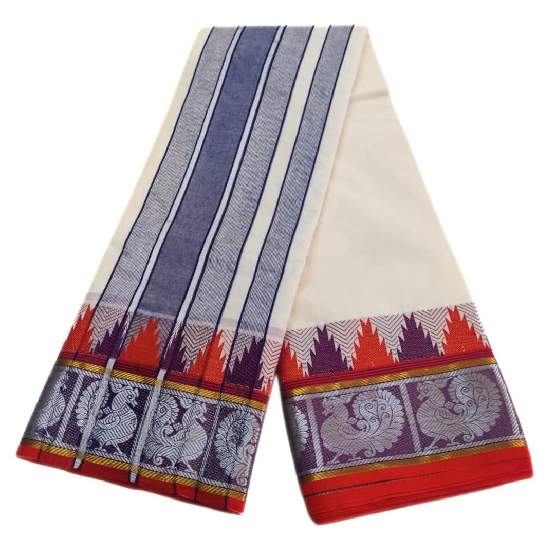 Double Color Premium Jacquard Sri Vaishnava Dhoti - Image 2