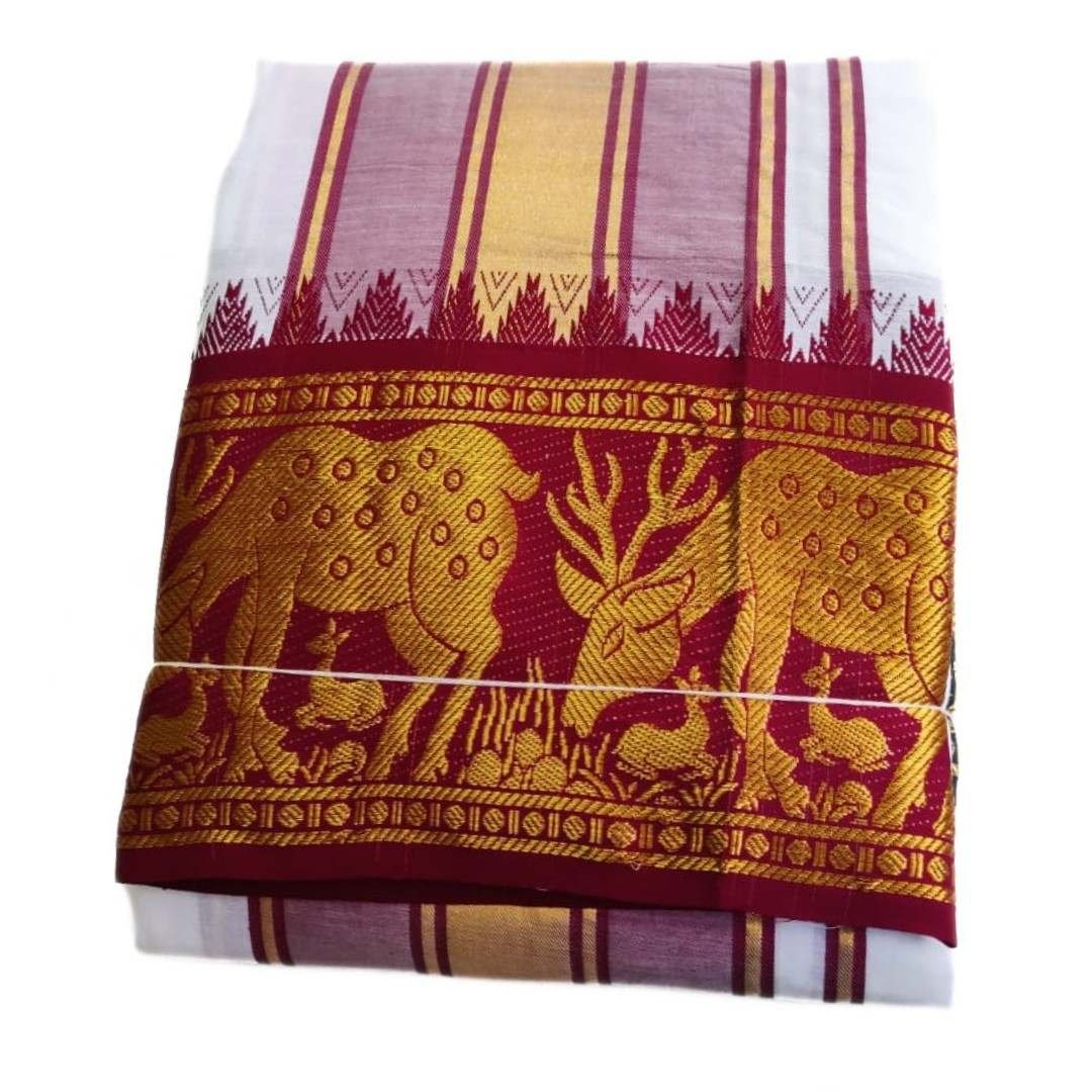White Premium Jacquard Color Dhotis