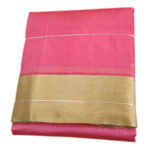 Onion Pink Color Zarigai Border Soft Silk Dhoti