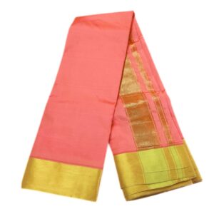 Kanagamaram/Crossandra Color Zarigai Border Soft Silk Dhoti