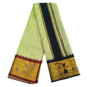 Pale Green Color Premium Karishma Soft Silk 6 Inch Border Dhoti