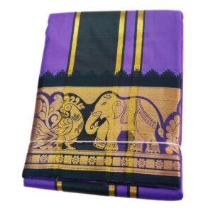 Light Purple Color Premium Karishma Soft Silk 6 Inch Border Dhoti