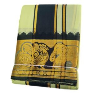Pale Green Color Premium Karishma Soft Silk 6 Inch Border Dhoti