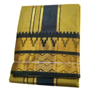 Khaki Color Premium Karishma Soft Silk 6 Inch Border Dhoti