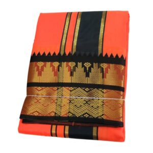 Bright Sendhuram Color Premium Karishma Soft Silk 6 Inch Border Dhoti