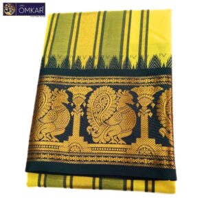 Lemon Yellow Premium Jacquard Color Dhotis