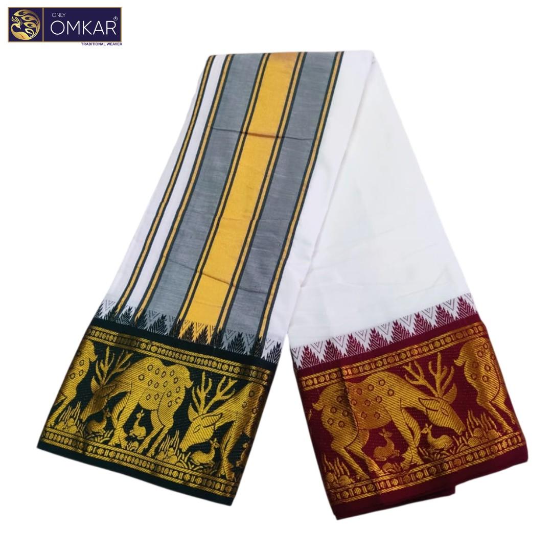 White Premium Jacquard Color Dhotis - Image 3