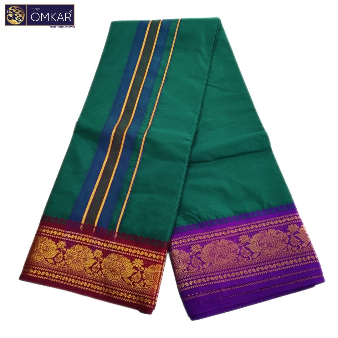 Green Color Premium Soft Cotton Dhotis - Image 3