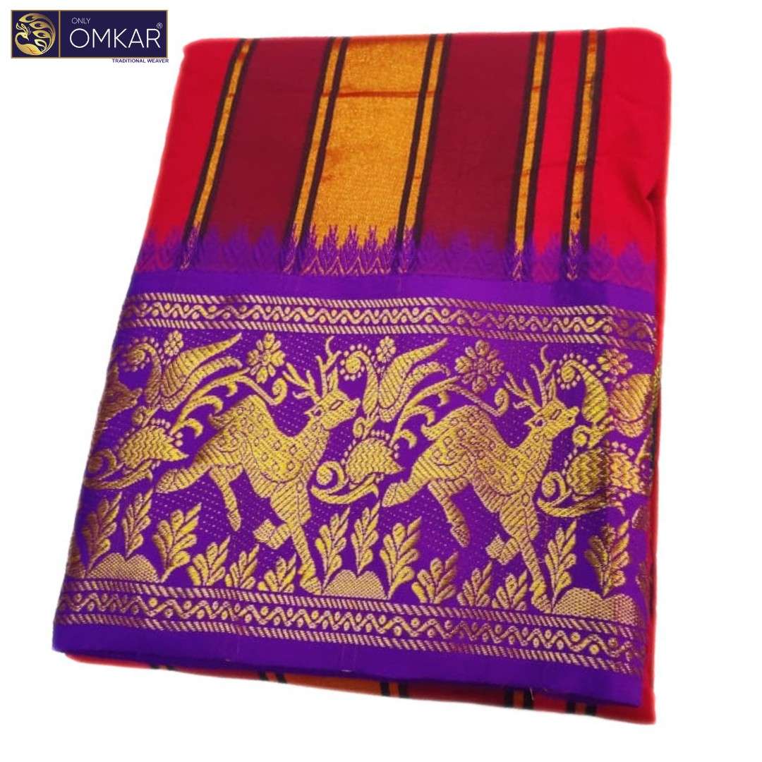 Red Premium Jacquard Color Dhotis