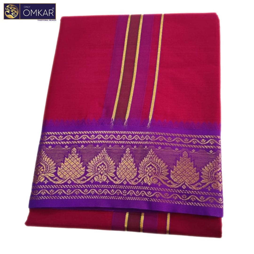 Maroon Color Premium Soft Cotton Dhotis - Image 3