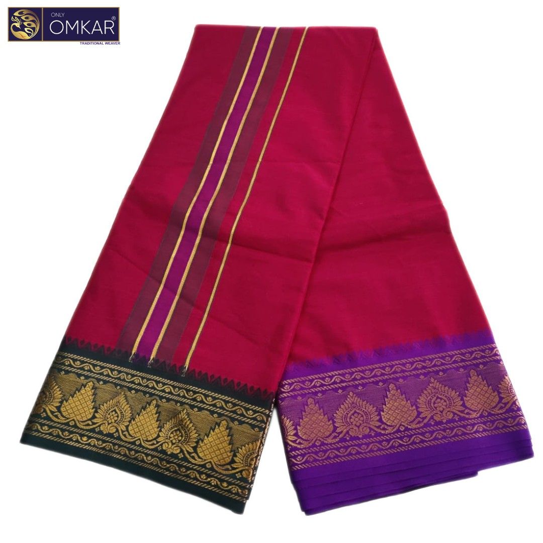 Maroon Color Premium Soft Cotton Dhotis - Image 2